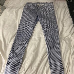 Zara Woman Blue and White Print Jeans, Size 6